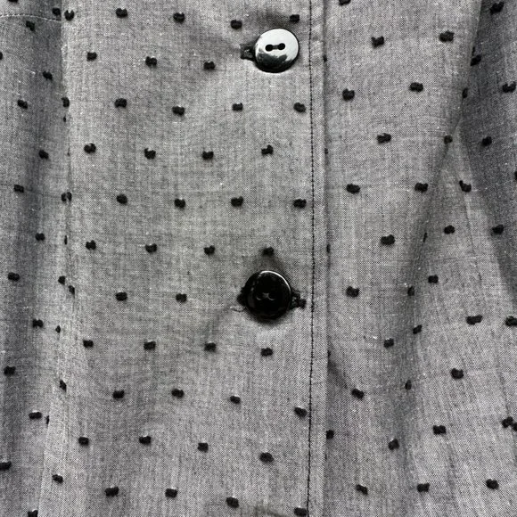 Vintage Dotted Dress with pockets & black pleated trim ~ Gray & Black - Picture 10 of 11